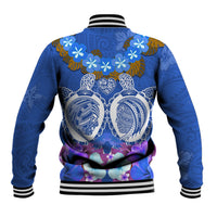 Polynesian Valentine Day Baseball Jacket Love Couple Turtle Maori Hibiscus Blue LT03 - Polynesian Pride