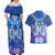 Polynesian Valentine Day Couples Matching Off Shoulder Maxi Dress and Hawaiian Shirt Love Couple Turtle Maori Hibiscus Blue LT03 - Polynesian Pride