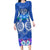 Polynesian Valentine Day Family Matching Long Sleeve Bodycon Dress and Hawaiian Shirt Love Couple Turtle Maori Hibiscus Blue LT03 Mom's Dress Blue - Polynesian Pride