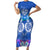 Polynesian Valentine Day Family Matching Short Sleeve Bodycon Dress and Hawaiian Shirt Love Couple Turtle Maori Hibiscus Blue LT03 Mom's Dress Blue - Polynesian Pride