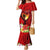 Hawaii Valentine Day Family Matching Mermaid Dress and Hawaiian Shirt Couple on Beach mix Hibiscus and Polynesian Tattoo LT03 Mom's Dress Red - Polynesian Pride