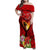 Hawaii Valentine Day Family Matching Off Shoulder Maxi Dress and Hawaiian Shirt Couple on Beach mix Hibiscus and Polynesian Tattoo LT03 Mom's Dress Red - Polynesian Pride