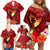 Hawaii Valentine Day Family Matching Off Shoulder Short Dress and Hawaiian Shirt Couple on Beach mix Hibiscus and Polynesian Tattoo LT03 - Polynesian Pride