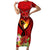 Hawaii Valentine Day Family Matching Short Sleeve Bodycon Dress and Hawaiian Shirt Couple on Beach mix Hibiscus and Polynesian Tattoo LT03 Mom's Dress Red - Polynesian Pride