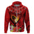 Hawaii Valentine Day Hoodie Couple on Beach mix Hibiscus and Polynesian Tattoo LT03 Zip Hoodie Red - Polynesian Pride