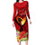 Hawaii Valentine Day Long Sleeve Bodycon Dress Couple on Beach mix Hibiscus and Polynesian Tattoo LT03 Long Dress Red - Polynesian Pride