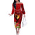 Hawaii Valentine Day Off The Shoulder Long Sleeve Dress Couple on Beach mix Hibiscus and Polynesian Tattoo LT03 Women Red - Polynesian Pride