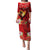 Hawaii Valentine Day Puletasi Couple on Beach mix Hibiscus and Polynesian Tattoo LT03 Long Dress Red - Polynesian Pride