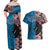 Personalised Aotearoa and Fiji Together Couples Matching Off Shoulder Maxi Dress and Hawaiian Shirt Melanesian Warrior and Koru - Taniko with Hibiscus Tapa Pattern