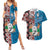 Personalised Aotearoa and Fiji Together Couples Matching Summer Maxi Dress and Hawaiian Shirt Melanesian Warrior and Koru - Taniko with Hibiscus Tapa Pattern