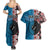 Personalised Aotearoa and Fiji Together Couples Matching Summer Maxi Dress and Hawaiian Shirt Melanesian Warrior and Koru - Taniko with Hibiscus Tapa Pattern