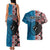 Personalised Aotearoa and Fiji Together Couples Matching Tank Maxi Dress and Hawaiian Shirt Melanesian Warrior and Koru - Taniko with Hibiscus Tapa Pattern