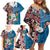 Personalised Aotearoa and Fiji Together Family Matching Off Shoulder Short Dress and Hawaiian Shirt Melanesian Warrior and Koru - Taniko with Hibiscus Tapa Pattern