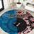 Personalised Aotearoa and Fiji Together Round Carpet Melanesian Warrior and Koru - Taniko with Hibiscus Tapa Pattern