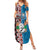 Personalised Aotearoa and Fiji Together Summer Maxi Dress Melanesian Warrior and Koru - Taniko with Hibiscus Tapa Pattern