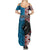 Personalised Aotearoa and Fiji Together Summer Maxi Dress Melanesian Warrior and Koru - Taniko with Hibiscus Tapa Pattern