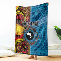 Personalised Australia and Fiji Together Blanket Tribal Palm Tree with Tapa and Aboriginal Animals Half Style LT03 - Polynesian Pride