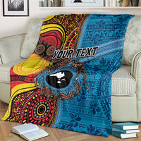 Personalised Australia and Fiji Together Blanket Tribal Palm Tree with Tapa and Aboriginal Animals Half Style LT03 - Polynesian Pride