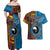 Personalised Australia and Fiji Together Couples Matching Off Shoulder Maxi Dress and Hawaiian Shirt Tribal Palm Tree with Tapa and Aboriginal Animals Half Style