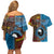 Personalised Australia and Fiji Together Couples Matching Off Shoulder Short Dress and Hawaiian Shirt Tribal Palm Tree with Tapa and Aboriginal Animals Half Style