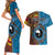 Personalised Australia and Fiji Together Couples Matching Short Sleeve Bodycon Dress and Hawaiian Shirt Tribal Palm Tree with Tapa and Aboriginal Animals Half Style