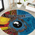 Personalised Australia and Fiji Together Round Carpet Tribal Palm Tree with Tapa and Aboriginal Animals Half Style