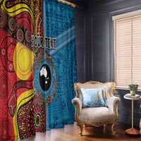 Personalised Australia and Fiji Together Window Curtain Tribal Palm Tree with Tapa and Aboriginal Animals Half Style LT03 - Polynesian Pride