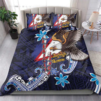 American Samoa Flag Day Bedding Set Bald Eagle with Uatogi and Fue - Polynesian and Floral Tribal Tattoo LT03 - Polynesian Pride