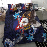 American Samoa Flag Day Bedding Set Bald Eagle with Uatogi and Fue - Polynesian and Floral Tribal Tattoo LT03 - Polynesian Pride