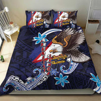 American Samoa Flag Day Bedding Set Bald Eagle with Uatogi and Fue - Polynesian and Floral Tribal Tattoo LT03 - Polynesian Pride