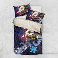 American Samoa Flag Day Bedding Set Bald Eagle with Uatogi and Fue - Polynesian and Floral Tribal Tattoo LT03 US Twin 172cm x 218cm Navy - Polynesian Pride