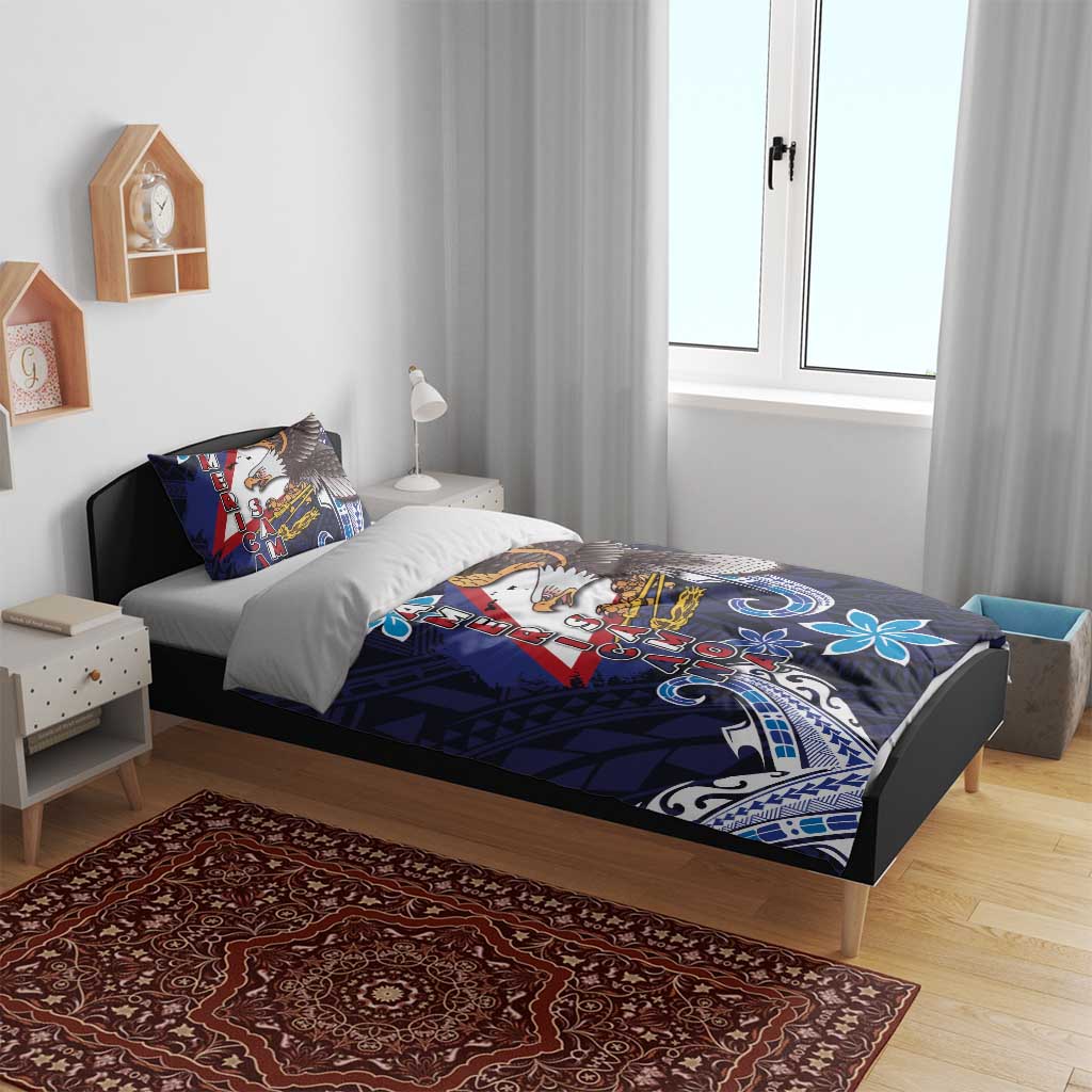 American Samoa Flag Day Bedding Set Bald Eagle with Uatogi and Fue - Polynesian and Floral Tribal Tattoo LT03 - Polynesian Pride