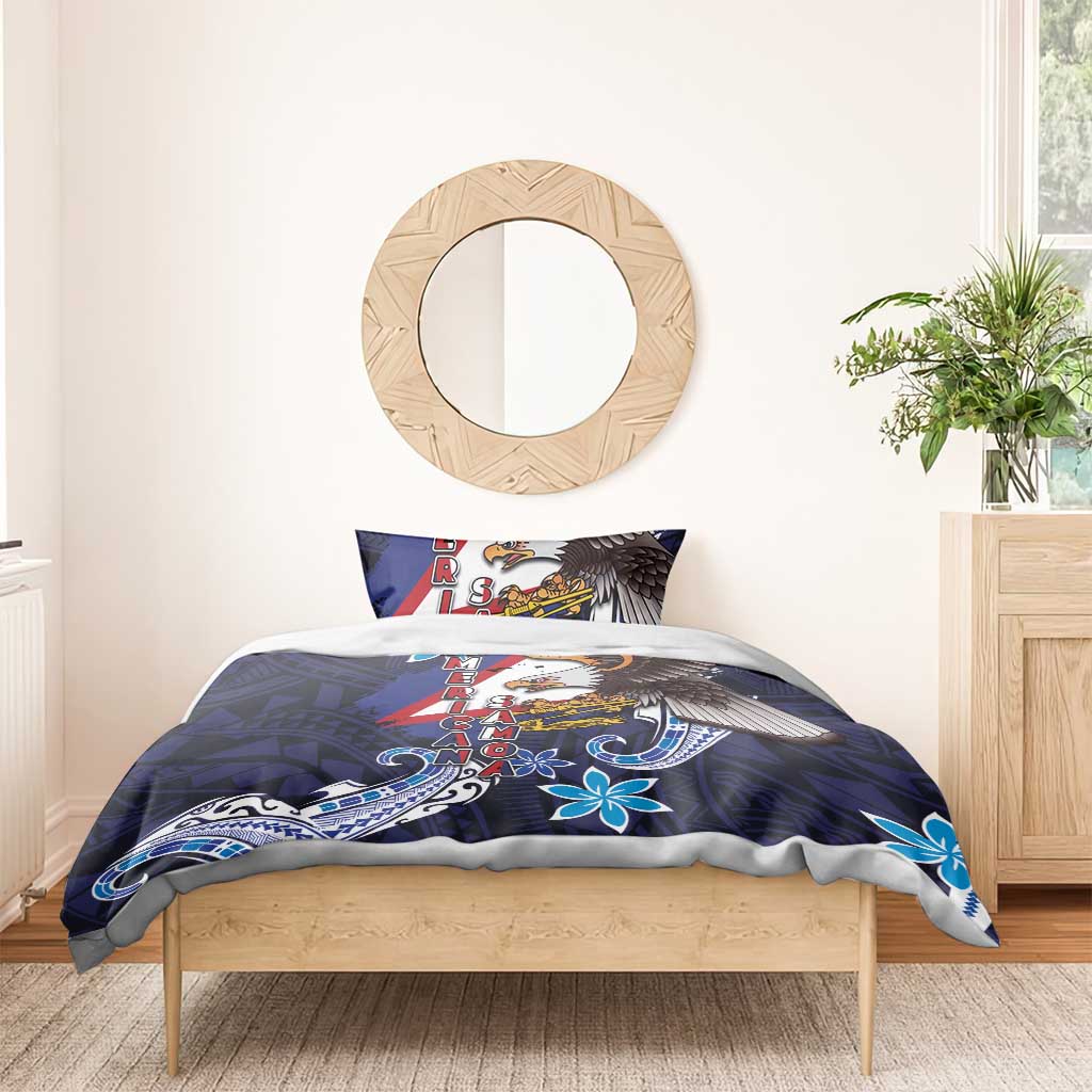American Samoa Flag Day Bedding Set Bald Eagle with Uatogi and Fue - Polynesian and Floral Tribal Tattoo LT03 - Polynesian Pride