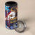 American Samoa Flag Day 4 in 1 Can Cooler Tumbler Bald Eagle with Uatogi and Fue - Polynesian and Floral Tribal Tattoo