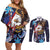 American Samoa Flag Day Couples Matching Off Shoulder Short Dress and Long Sleeve Button Shirt Bald Eagle with Uatogi and Fue - Polynesian and Floral Tribal Tattoo