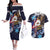 American Samoa Flag Day Couples Matching Off The Shoulder Long Sleeve Dress and Hawaiian Shirt Bald Eagle with Uatogi and Fue - Polynesian and Floral Tribal Tattoo