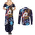 American Samoa Flag Day Couples Matching Summer Maxi Dress and Long Sleeve Button Shirt Bald Eagle with Uatogi and Fue - Polynesian and Floral Tribal Tattoo