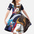 American Samoa Flag Day Family Matching Long Sleeve Bodycon Dress and Hawaiian Shirt Bald Eagle with Uatogi and Fue - Polynesian and Floral Tribal Tattoo