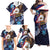 American Samoa Flag Day Family Matching Off Shoulder Maxi Dress and Hawaiian Shirt Bald Eagle with Uatogi and Fue - Polynesian and Floral Tribal Tattoo