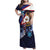 American Samoa Flag Day Family Matching Off Shoulder Maxi Dress and Hawaiian Shirt Bald Eagle with Uatogi and Fue - Polynesian and Floral Tribal Tattoo