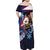 American Samoa Flag Day Family Matching Off Shoulder Maxi Dress and Hawaiian Shirt Bald Eagle with Uatogi and Fue - Polynesian and Floral Tribal Tattoo