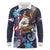 American Samoa Flag Day Long Sleeve Polo Shirt Bald Eagle with Uatogi and Fue - Polynesian and Floral Tribal Tattoo