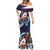 American Samoa Flag Day Mermaid Dress Bald Eagle with Uatogi and Fue - Polynesian and Floral Tribal Tattoo