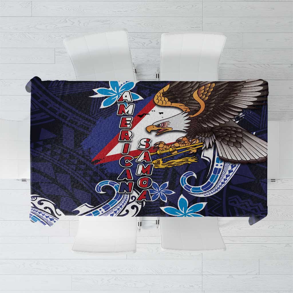 American Samoa Flag Day Tablecloth Bald Eagle with Uatogi and Fue - Polynesian and Floral Tribal Tattoo