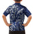 New Zealand Connecting with Seas Family Matching Off Shoulder Short Dress and Hawaiian Shirt Maori Tribal and Sea Animals Tattoo - White Glass Style