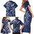 New Zealand Connecting with Seas Family Matching Short Sleeve Bodycon Dress and Hawaiian Shirt Maori Tribal and Sea Animals Tattoo - White Glass Style