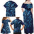 New Zealand Connecting with Seas Family Matching Off Shoulder Maxi Dress and Hawaiian Shirt Maori Tribal and Sea Animals Tattoo - Sea Texture Glass Style