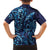 New Zealand Connecting with Seas Family Matching Off Shoulder Short Dress and Hawaiian Shirt Maori Tribal and Sea Animals Tattoo - Sea Texture Glass Style