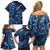 New Zealand Connecting with Seas Family Matching Off Shoulder Short Dress and Hawaiian Shirt Maori Tribal and Sea Animals Tattoo - Sea Texture Glass Style