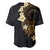 Polynesian Spiral Tribal Tattoo Baseball Jersey Golden Color